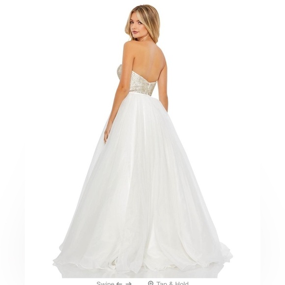 Mac Duggal Elegant Strapless White and rhinestone strapless size 2 - Picture 5 of 13